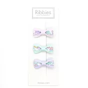 英國Ribbies 雙色緞帶蝴蝶結3入組-Betsy Celadon