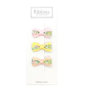 英國Ribbies 雙色緞帶蝴蝶結3入組-Poppy & Daisy Pastel