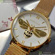 ANTE ISLA法式風情精品錶,編號：AI00002,32mm圓形金色精鋼錶殼白色錶盤精鋼金色錶帶