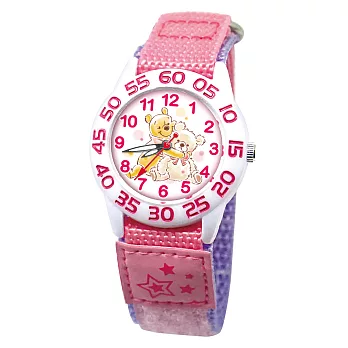 DF童趣館 - 迪士尼日本品牌機芯數字殼休閒織帶兒童手錶-共5色小熊維尼 小熊維尼