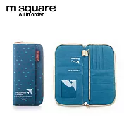 M Square 拉鍊護照夾點點藍
