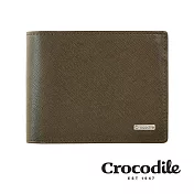 【Crocodile】Crocodile 鱷魚皮件 真皮短夾 Wind系列 9卡 1窗格 零錢包 拉鍊零錢袋 男夾 0103-5905 深咖色