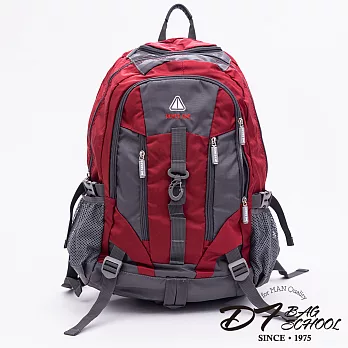 DF BAGSCHOOL - 簡單俐落多口袋休閒運動後背包-共3色紅色