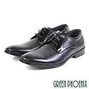【GREEN PHOENIX】男 紳士皮鞋 商務皮鞋 素食皮革 漸層 渲染 壓紋 綁帶 EU43 黑色