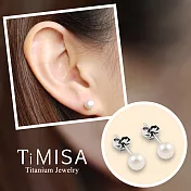 【TiMISA】珍愛奇蹟-白珍珠 純鈦耳針一對