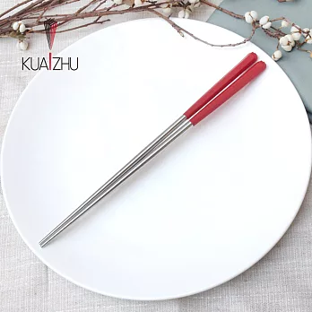 【KUAI ZHU】台箸六角不銹鋼公筷26cm 2雙 中國紅