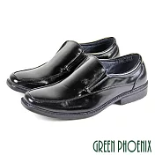 【GREEN PHOENIX】男 紳士皮鞋 商務皮鞋 素食皮革 方楦 素面 套入式 平底 EU39 黑色