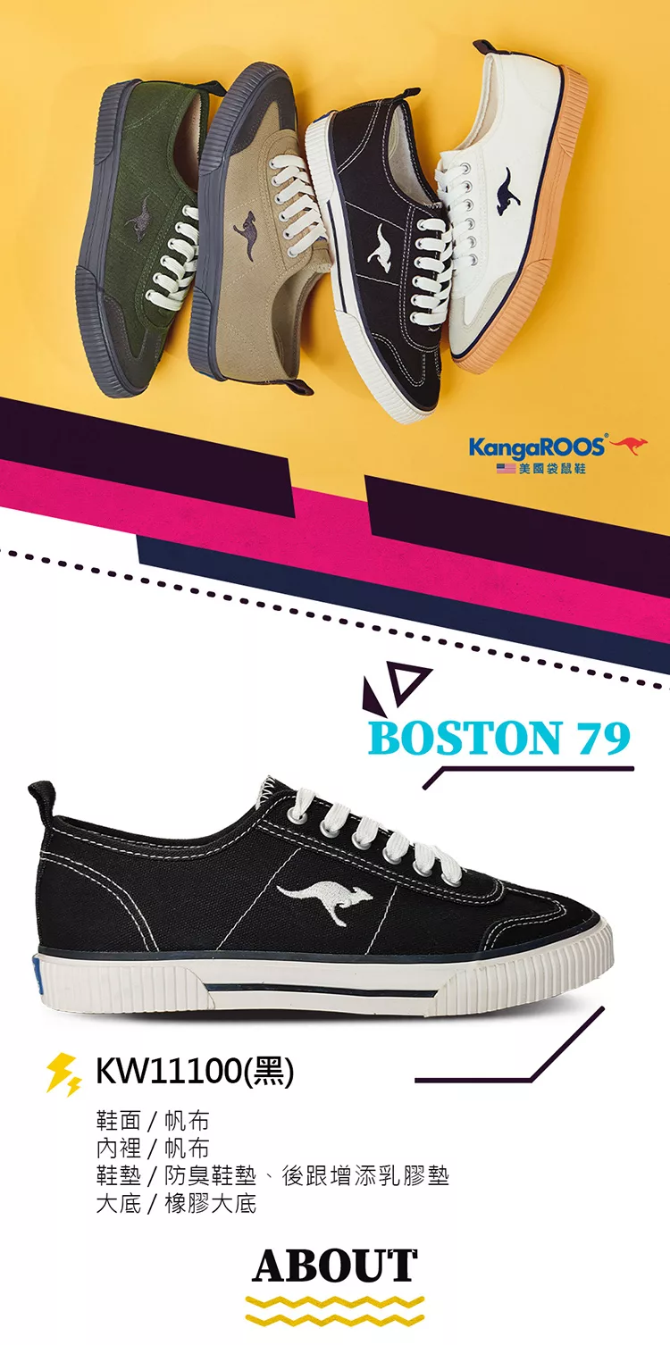 博客來 Kangaroos 美國袋鼠鞋女boston 79 手工帆布鞋 餅乾鞋 休閒鞋 Us6卡其 深灰