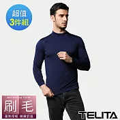 【TELITA】蓄熱裡起毛長袖高領衫3入組L藍色