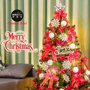 摩達客耶誕-6尺/6呎(180cm)特仕幸福型裝飾綠色聖誕樹+銀白熱情紅系配件+100燈LED燈暖白光*1(附控制器/本島免運費)