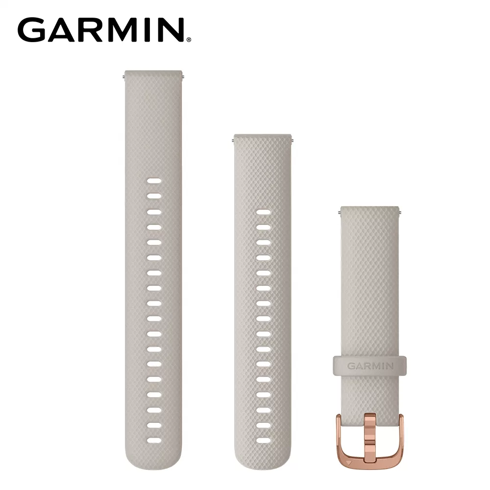 【GARMIN】Quick Release 18mm vivomove 3S 矽膠錶帶淡沙色矽膠錶帶暨玫瑰金錶扣