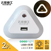 【太星電工 】Good night USB光感LED小夜燈/暖白光/2入  ZA201L*2