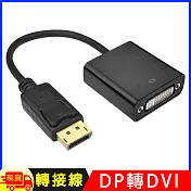 DisplayPort(公)轉DVI24+5(母)轉接線DP to DVI 15cm(DV-32) 黑色