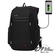 DF BAGSCHOOL - 商務防盜機能USB充電15吋筆電後背包-黑色黑色