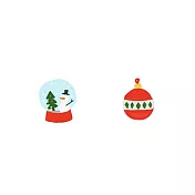 Snatch X 日日野餐 聖誕限定系列 - 8.雪人水晶球＋紅色彩球 - 耳環