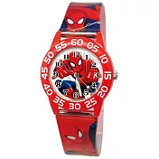 DF童趣館 - 正版授權漫威系列夜光指針兒童數字殼膠手錶-共5色蜘蛛人紅款