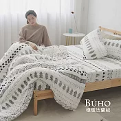 《BUHO》極柔暖法蘭絨3.5尺單人床包+舖棉暖暖被(150x200cm)三件組 《趣覓童林》