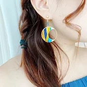 刺繡耳環 | 弦月系列 | Littdlework | 925銀耳勾 | 藍色款