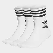 Adidas ORIGINALS 男女 三葉草中筒襪 3 雙入S白