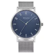 OBAKU 城市探索紳士時尚腕錶-銀X藍