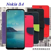 諾基亞 Nokia 3.4 5G 經典書本雙色磁釦側翻可站立皮套 手機殼 側掀皮套 可插卡 可站立黑色