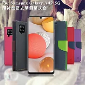 【台灣製造】MyStyle 三星 Samsung Galaxy A42 5G 期待雙搭支架側翻皮套桃藍