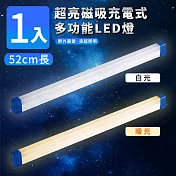 【家適帝】超亮磁吸多功能充電式LED燈-52cm款 1入 白光