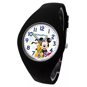 Disney迪士尼 Marvel漫威 繽紛馬卡龍色數字矽膠兒童手錶  - 米奇黑