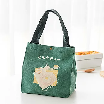 E.City_日式帆布便當包購物袋 方款綠