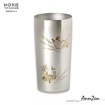 【AnnZen】《日本製 Horie》鈦愛生活系列-純鈦極致雙層杯-鯉 350ml