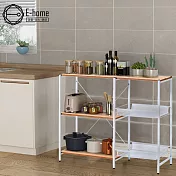 E-home 雙排三層廚衛電器收納置物架-兩色可選白色