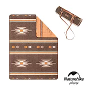 【Naturehike】印地安風雙面幾何羊毛毯 附皮革收納帶(深咖啡)