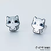 【Sayaka紗彌佳】925純銀清新可愛大眼貓造型耳環-單一色系