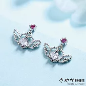【Sayaka紗彌佳】925純銀可愛鏤空愛心翅膀造型鑲鑽耳環-單一款式