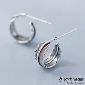 【Sayaka紗彌佳】復古民族風格泰銀捲捲羽毛造型耳環-單一款式