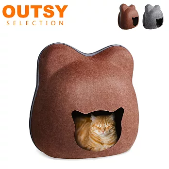 【OUTSY】舒眠羊毛氈可拆式多用喵星人貓窩咖啡色