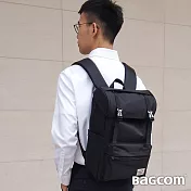 BAGCOM 帶釦多層後背包(14＂ Laptop OK)-黑色-搭配胸扣帶