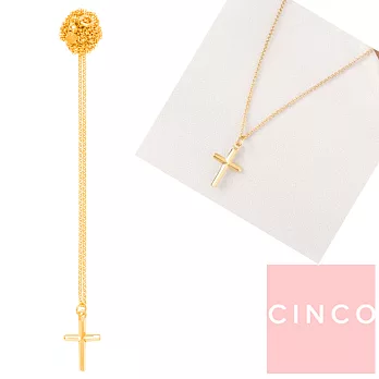 CINCO 葡萄牙精品 Billie necklace 925純銀鑲24K金十字架項鍊 立體款