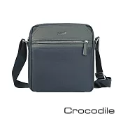 【Crocodile】鱷魚皮件 Wind 2.0系列 布配皮 防潑水 直式斜背包 男包 側背包-0104-08002 藍色