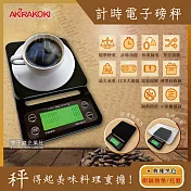 【AKIRA正晃行】咖啡計時電子磅秤SC-3-典雅黑色(萬用料理秤附隔熱墊和托盤)