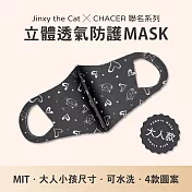【台灣製造】Jinxy the Cat X CHACER 聯名立體防護口罩．可重複水洗．防塵花粉紫外線 (成人用／黑)