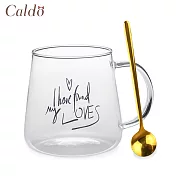 【Caldo卡朵生活】情話綿綿耐熱玻璃馬克杯(附匙) 450ML 找到愛A