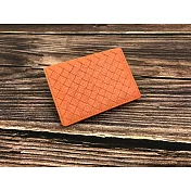 【Solomon 原創設計皮件】交錯手工皮革名片夾/卡片夾 橘色