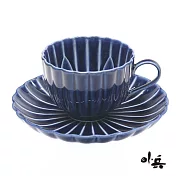 日本製 美濃燒小兵窯陶瓷咖啡杯盤- 藍