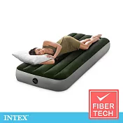 【INTEX】經典單人型(fiber-tech)充氣床墊(綠絨)-寬76cm(64106)