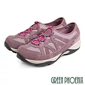 【GREEN PHOENIX】女 運動鞋 休閒鞋 輕量 撞色線條 彈性萊卡 直套式 US5 紫色