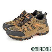 【GREEN PHOENIX】男 登山鞋 運動鞋 休閒鞋 第二代 防潑水 透氣 網布 反光 拼接 EU41 咖啡色