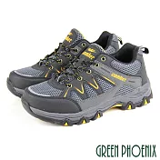【GREEN PHOENIX】男 登山鞋 運動鞋 休閒鞋 第二代 防潑水 透氣 網布 反光 拼接 EU41 灰色