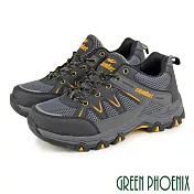 【GREEN PHOENIX】男 登山鞋 運動鞋 休閒鞋 第二代 防潑水 透氣 網布 反光 拼接 EU43 灰色