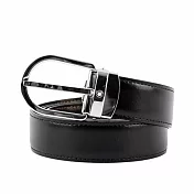 MONT BLANC 馬蹄型亮面鍍鈀針式搭扣雙面可用皮帶 (黑色/棕色)